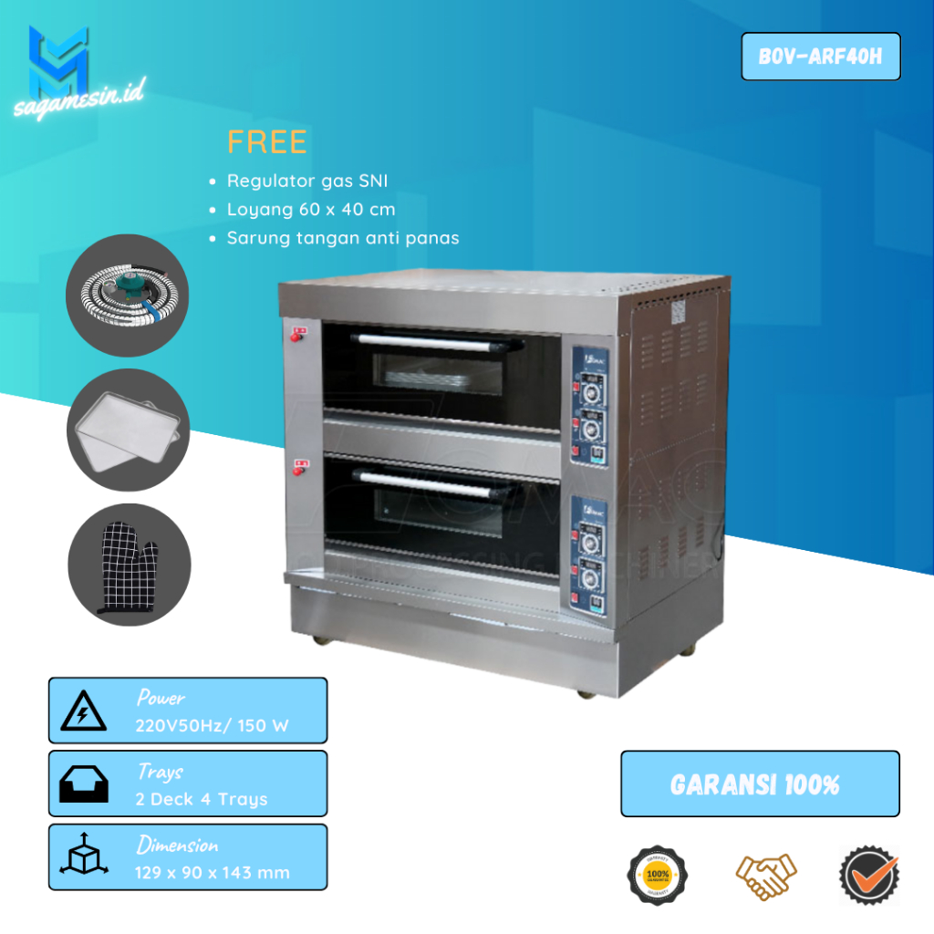 Gas Oven Fomac BOV-ARF40H I BOV-ARF60H I Gas Oven 2 Deck 4 Tray I Gas Oven 2 Deck 6 Tray I Mesin Pem