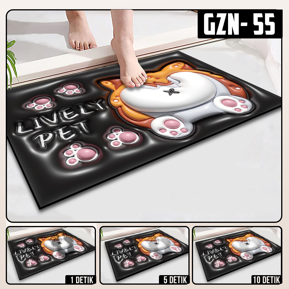 Keset Diatomite 3D Kotak Anti Slip Keset Kamar Mandi Keset Lantai Menyerap Air 3D Karakter Futureworld-GZN-55