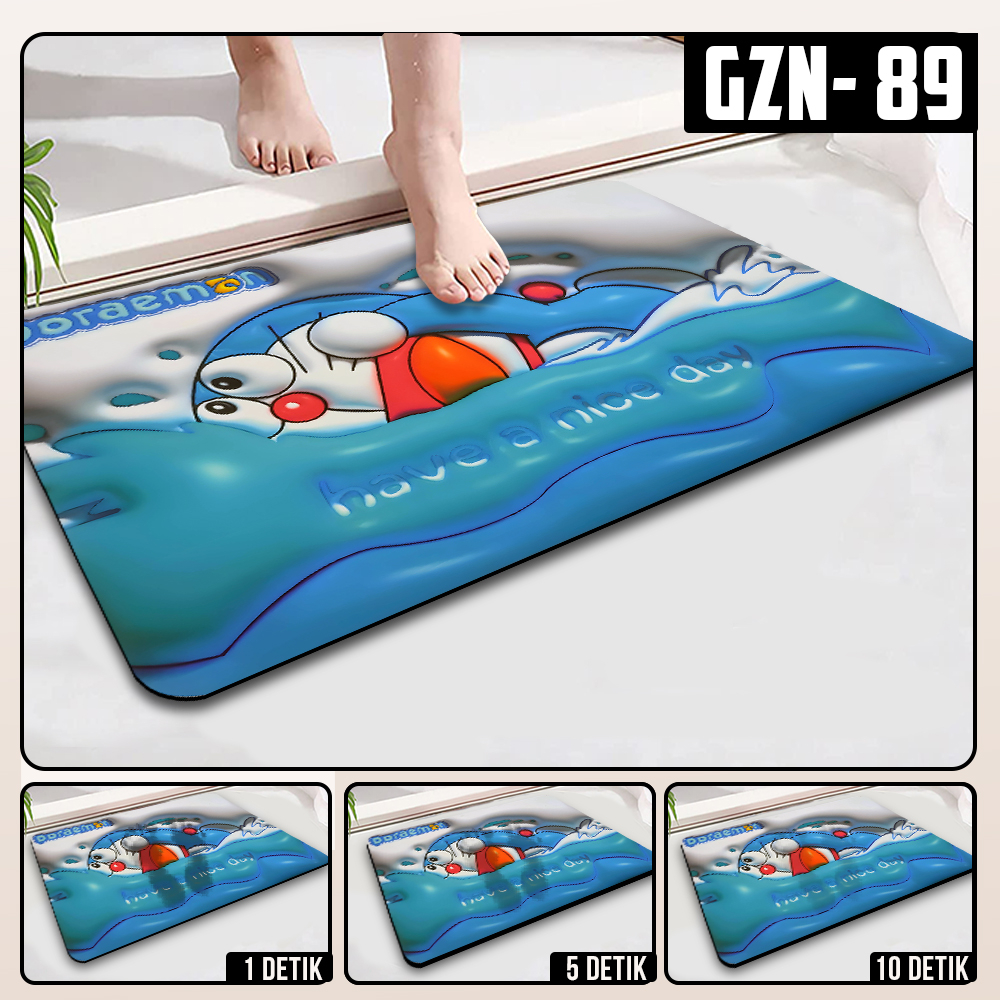 Keset Diatomite 3D Kotak Anti Slip Keset Kamar Mandi Keset Lantai Menyerap Air 3D Karakter Futureworld-GZN-89