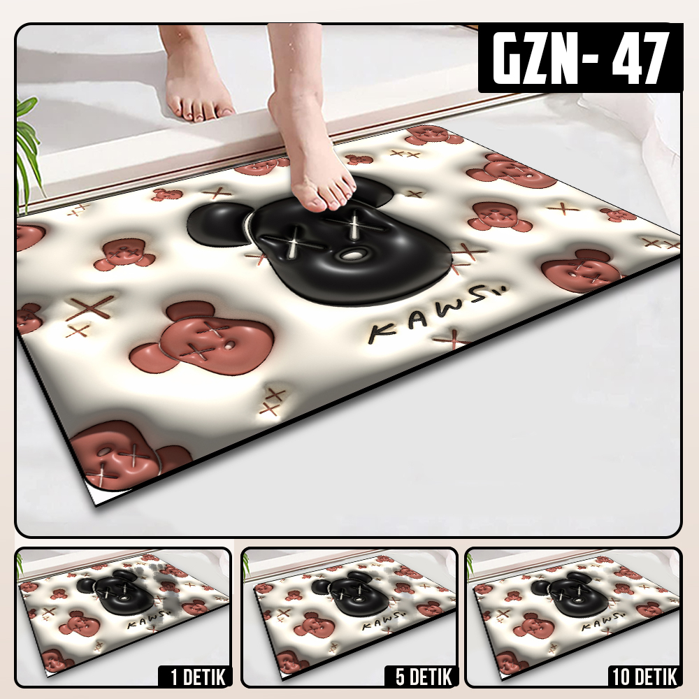 Keset Diatomite 3D Kotak Anti Slip Keset Kamar Mandi Keset Lantai Menyerap Air 3D Karakter Futureworld-GZN-47