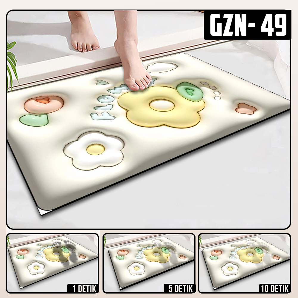 Keset Diatomite 3D Kotak Anti Slip Keset Kamar Mandi Keset Lantai Menyerap Air 3D Karakter Futureworld-GZN-49