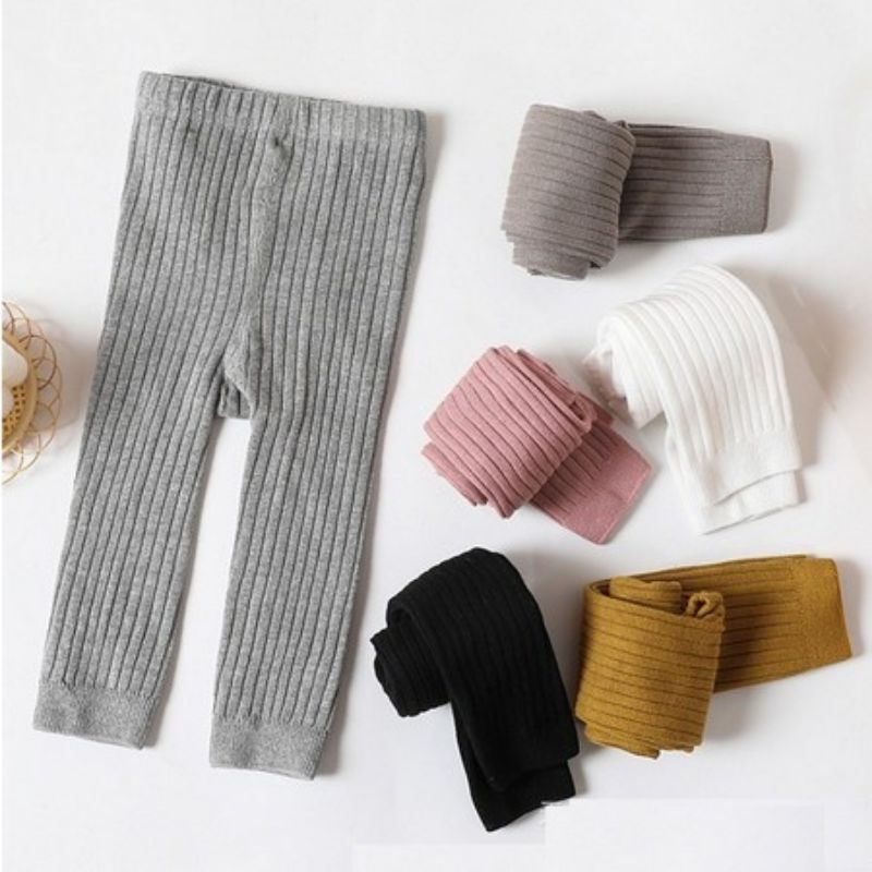 Rose - (6Bln-3Thn) Legging Anak Perempuan Polos / Legging Panjang Anak Cewek / Legging Anak Knit Rajut Import - CP10