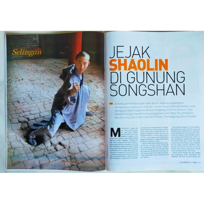 Majalah Tempo Oktober 2012 - Selingan : Jejak Shaolin di Gunung Songshan