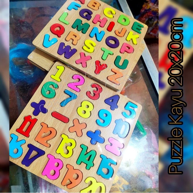 Puzzle Kayu Abjad ABC dan Angka Mainan Edukasi Anak Belajar Konsentrasi Teka Teki Calistung Pre Scho