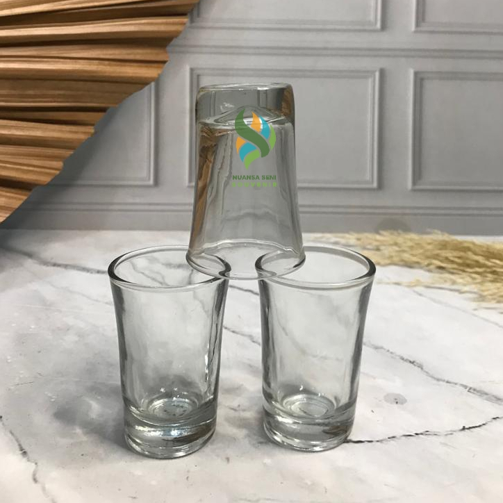 Souvenir Gelas Kaca Kecil Cangkir Minum Jamu Gelas Sloki Mug Mini Bening Polos