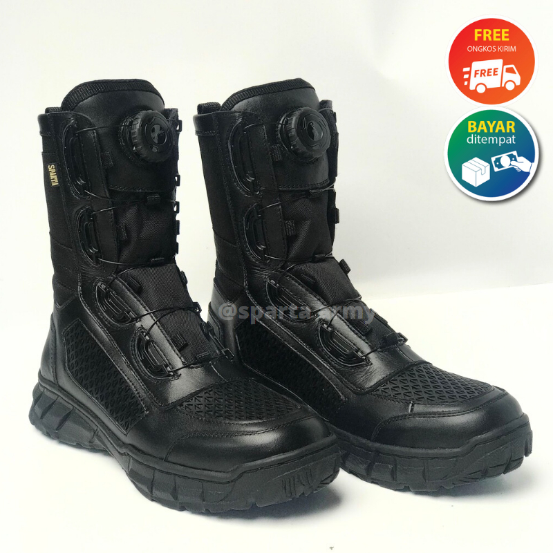 Sepatu pdl/tali putar/sparta/sarang tawon/safety/tni polri/sepatu pdl tali putar/kulit sapi asli