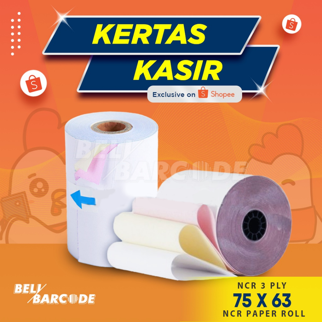 

Kertas Struk 3ply NCR 75 x 63 / 75x63 mm / 75x63mm HVS Paper Kasir