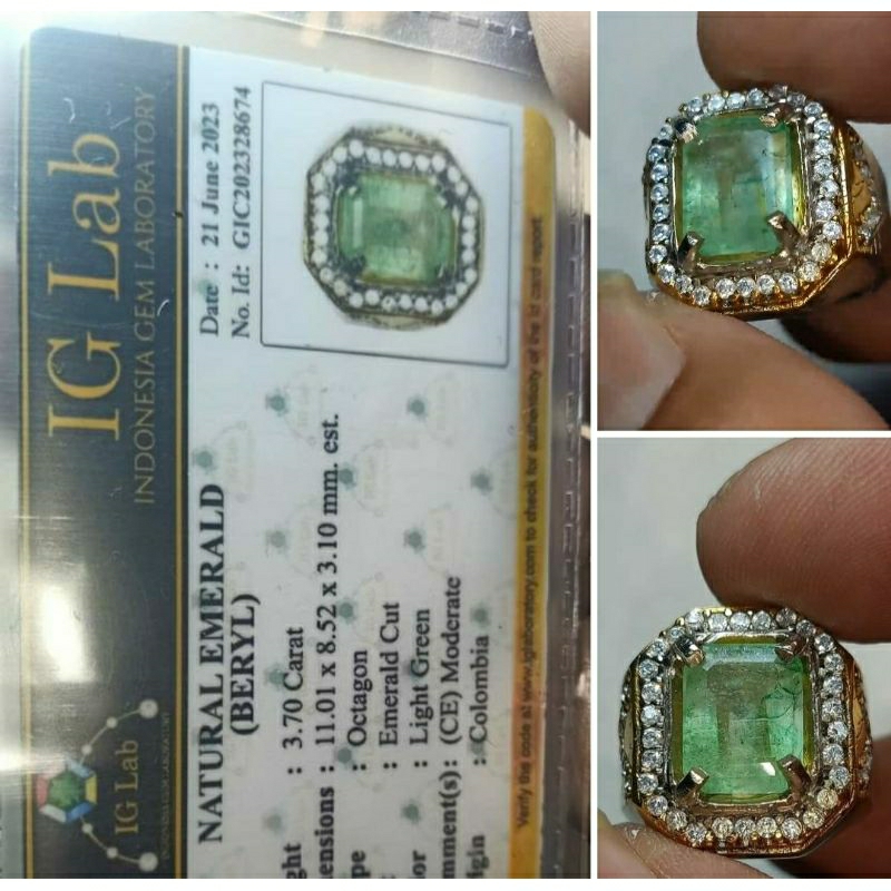 cincin permata Zamrud Columbia, sudah memo, cincin akik permata