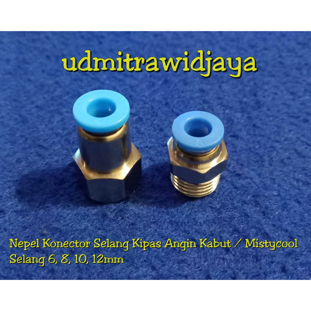 Sparepart Nepel Neple Sambungan Selang Kipas Angin Kabut Embun Misty Cool 10mm Kuningan nepel sambun