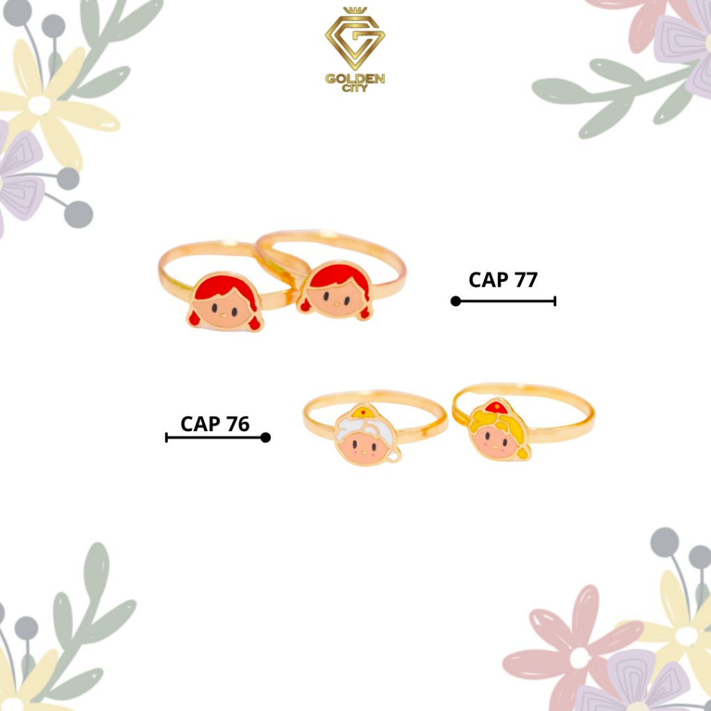 CINCIN ANAK EMAS ASLI KADAR 300(6K), KADAR 375(8K)MOTIF KARTUN KARAKTER