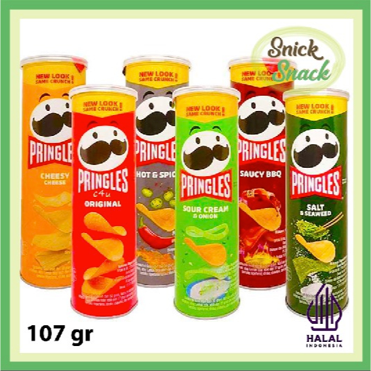 

Pringles Keripik Kentang 107 gr Original Chessy Sour Cream Hot Spicy Saucy BBQ Seaweed