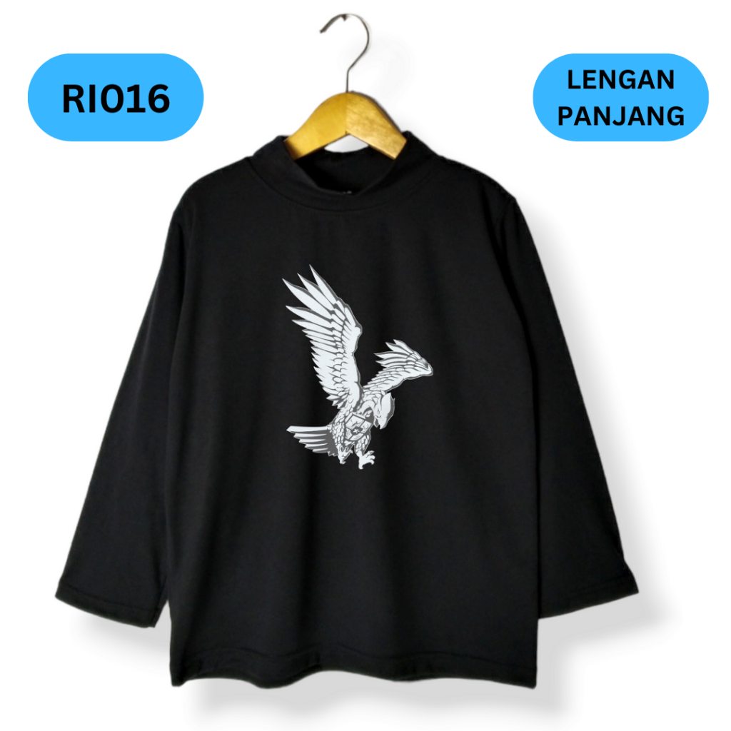 RI016 Atasan Lengan Panjang Turtle Neck - Baju Atasan Kaos Top Hijab Anak Perempuan Laki-laki Kerah 