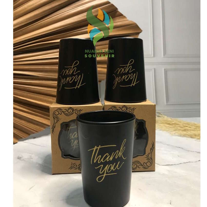 Souvenir Pernikahan Gelas Jamu Cangkir Minum Kaca Doff Hitam Mug Lowball 160ml Tumbler Sablon