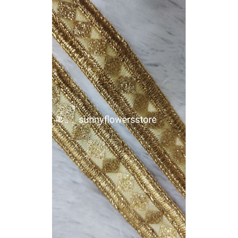 renda India motif wajik gold lebar,2,8cm isi 10 yard