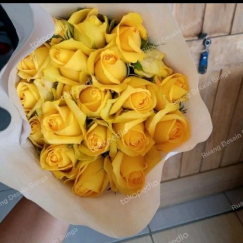 Bunga mawar kuning asli 20 tangkai
