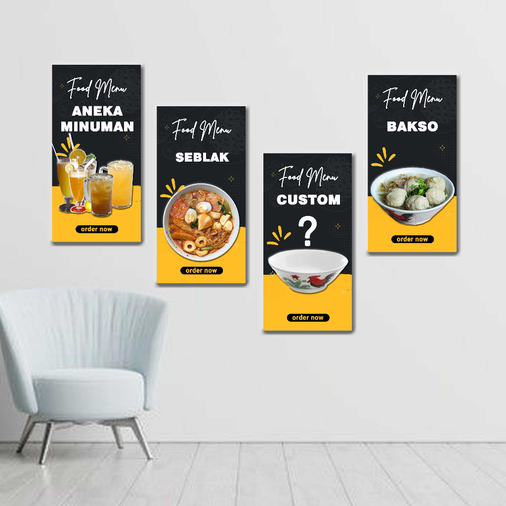 HIASAN DINDING WALDECOR FOOD MENU UKURAN 15 X 30 CM BIASA CUSTOM