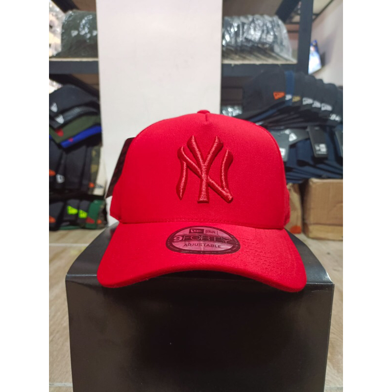 Topi Pria Wanita Logo NY Merah Bahan Merah Topi Premium