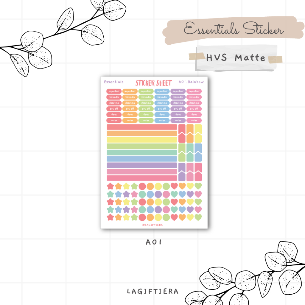 

[LAGIFTIERA] Essentials Sticker Sheet Stiker Scrapbook Planner Aesthetic