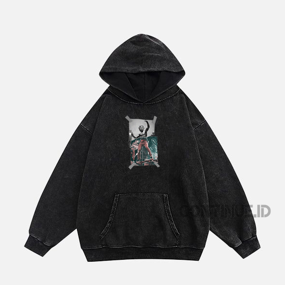 Jaket Hoodie Woshing Pria Wanita Original Continue.id Premium Oversize Vintage Catton Black Colour