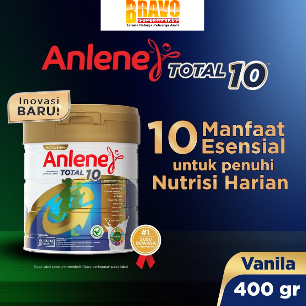 

Bravo Bojonegoro - Anlene Total 10 Susu Bubuk Dewasa Rasa Vanila 400GR - 10 Manfaat Esensial Tinggi Kalsium dan Protein