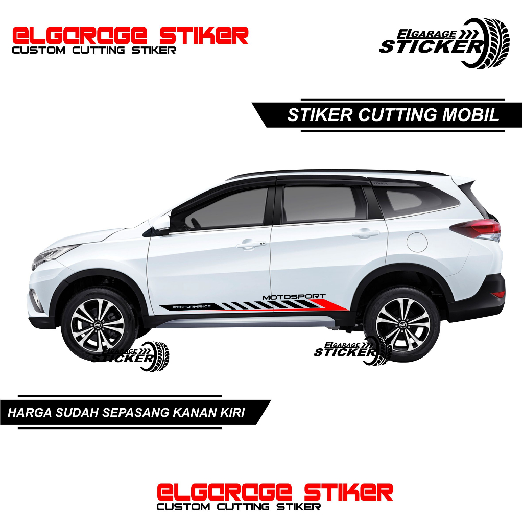 Stiker mobil new rush terios stiker cutting variasi list body samping all new mobil rush terios
