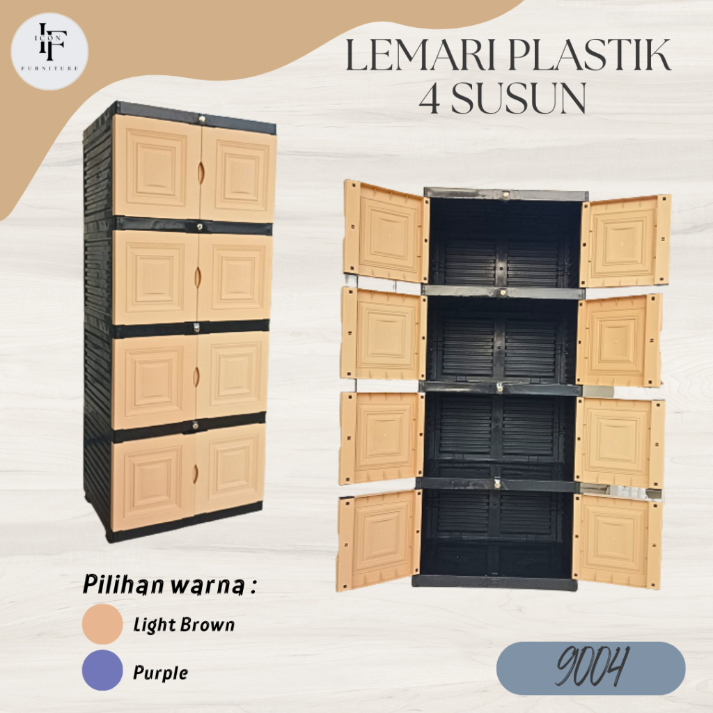 9004 | Lemari Plastik Full Rak 4 Susun Polos | Lemari Rakit Plastik Jumbo | Lemari Bagus Kuat Kokoh 