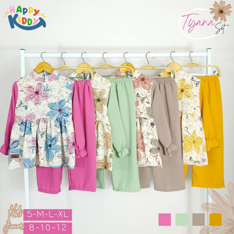 Tyana Crinkle Set / Setelan Tunik Crinkle / Setelan Tunik Anak Perempuan / Setelan Tunik Anak Cewek 