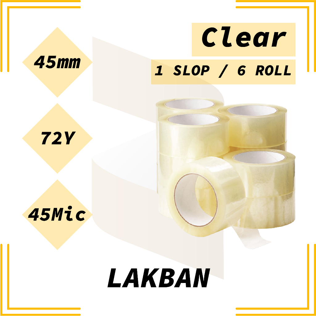 

Lakban Bening 45mm x 72 Yard | Lakban Coklat 45mm x 72 yard | 1 Slop isi 6 Pcs