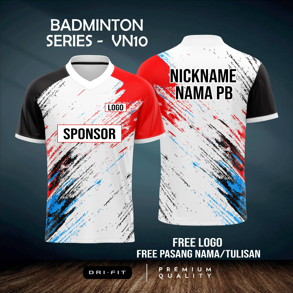JERSEY KAOS BADMINTON BULUTANGKIS 2023 VN10- BISA CUSTOM NAMA DAN LOGO
