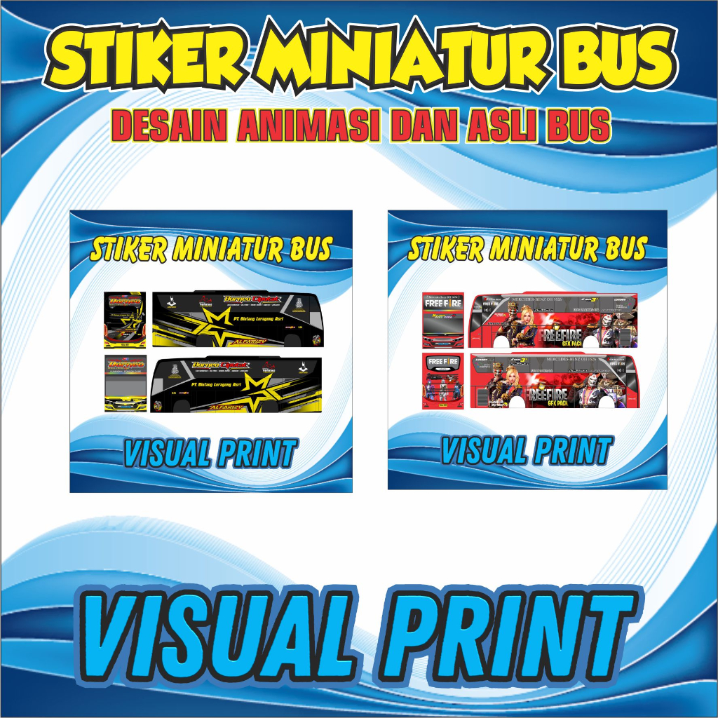 STIKER MINIATUR BUS DESAIN ANIMASI & BUS ASLI (BISA COD)