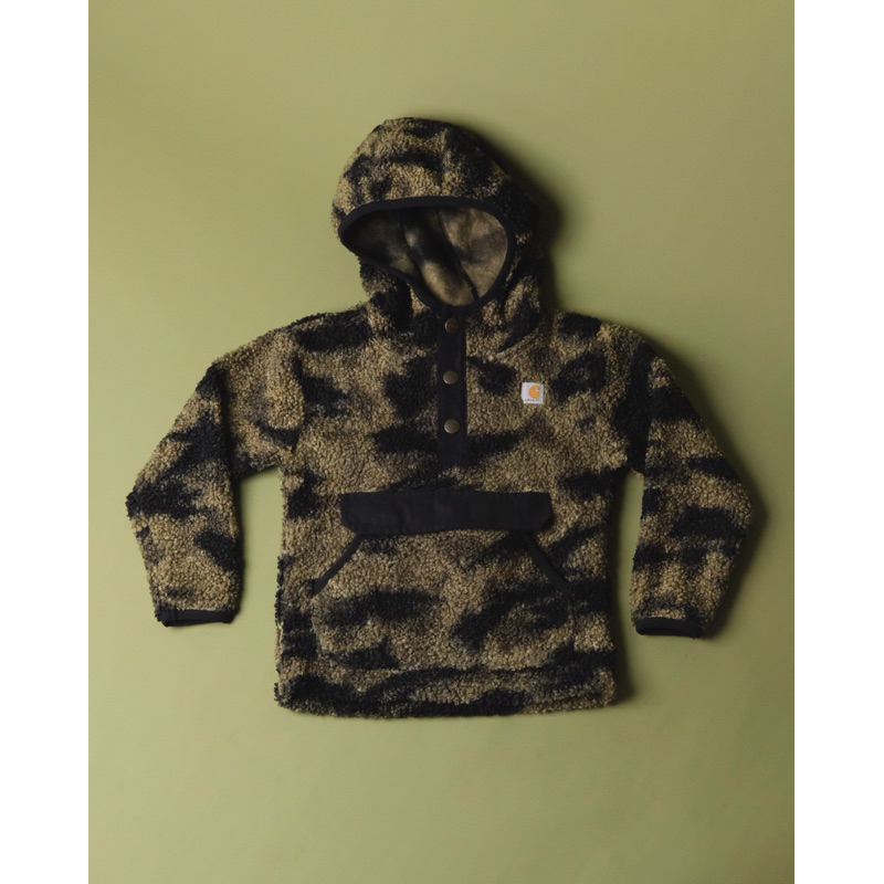 CARHARTT KIDS LONG SLEEVE SHERPA SNAP HOODIE - CAMO FLEECE