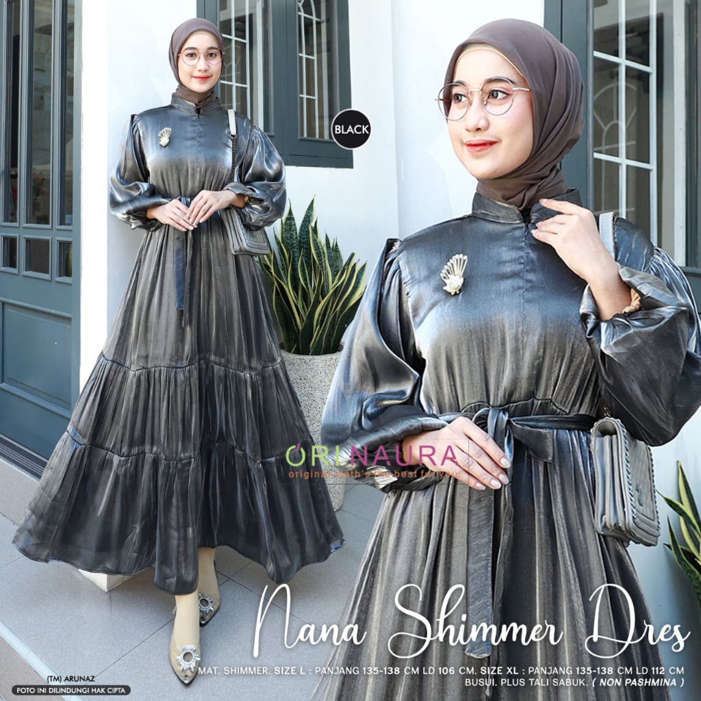 Nana Shimmer Dres Premium Shimmer Silk Original Produk By Orinaura