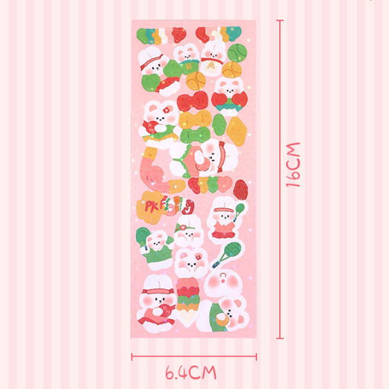 1 B0X [ ISI 100PCS ] Sticker Momo Lucu Aesthetic Korea Glitter Hologram Deco Journal / 100 Lembar Stiker Momo Kartun Waterproof / DIY Diary Jurnal Sanrio Series