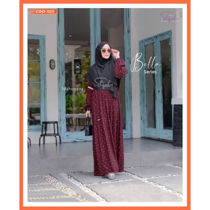 Bella Dress Series by Shofwah Gamis Wanita Terbaru Gamis Cotton Viscose Laica Motif Polkadot