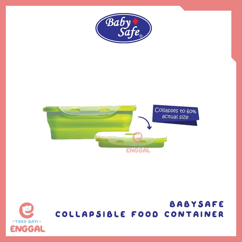 Babysafe Collapsible Food Container 540ml Square kotak Anti Bocor