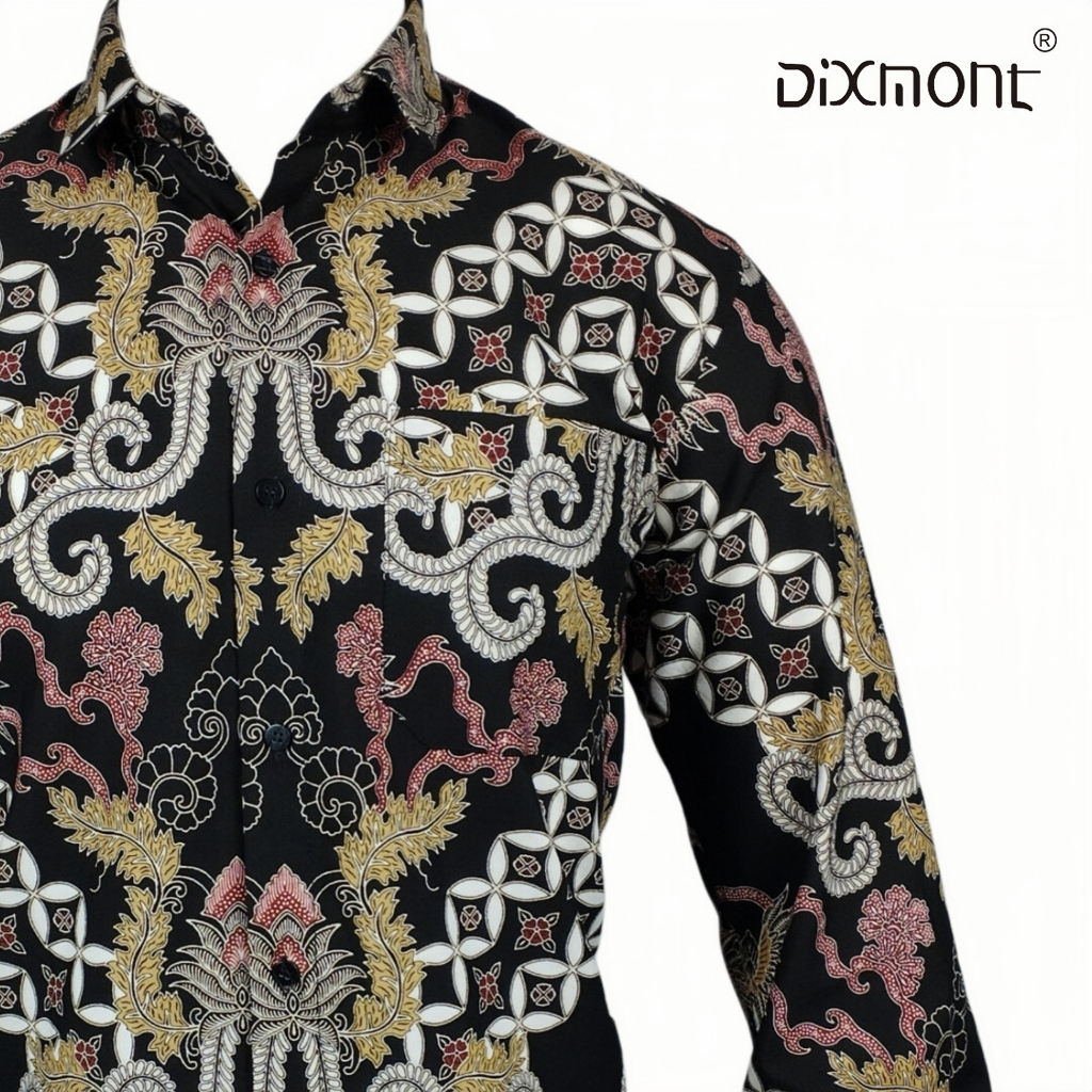 Dixmont Kemeja Pria Batik Panjang Hem BL01623