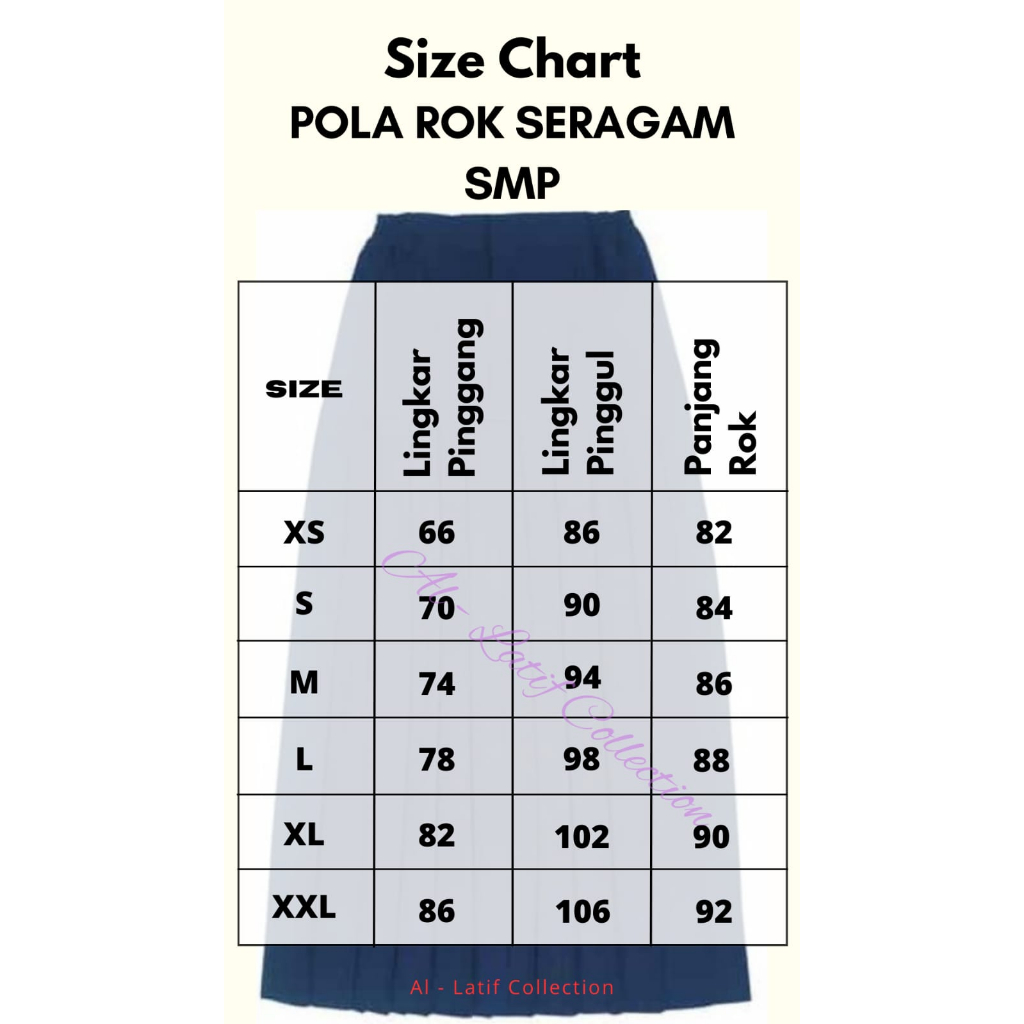 Pola Instan / Pola Jiplak ROK SERAGAM SMP  WIRU TURUN PINGGUL