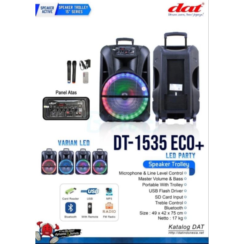 speaker aktif portable 15 inch dat dt 1535 bluetooth dat dt1535