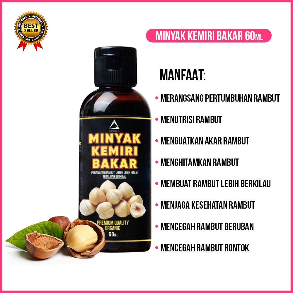 Minyak Kemiri Gold dan Kemiri Bakar 100% Asli 60ml 30ml Minyak Penumbuh Rambut Penghitam Penebal Rambut Alis Bulu Mata