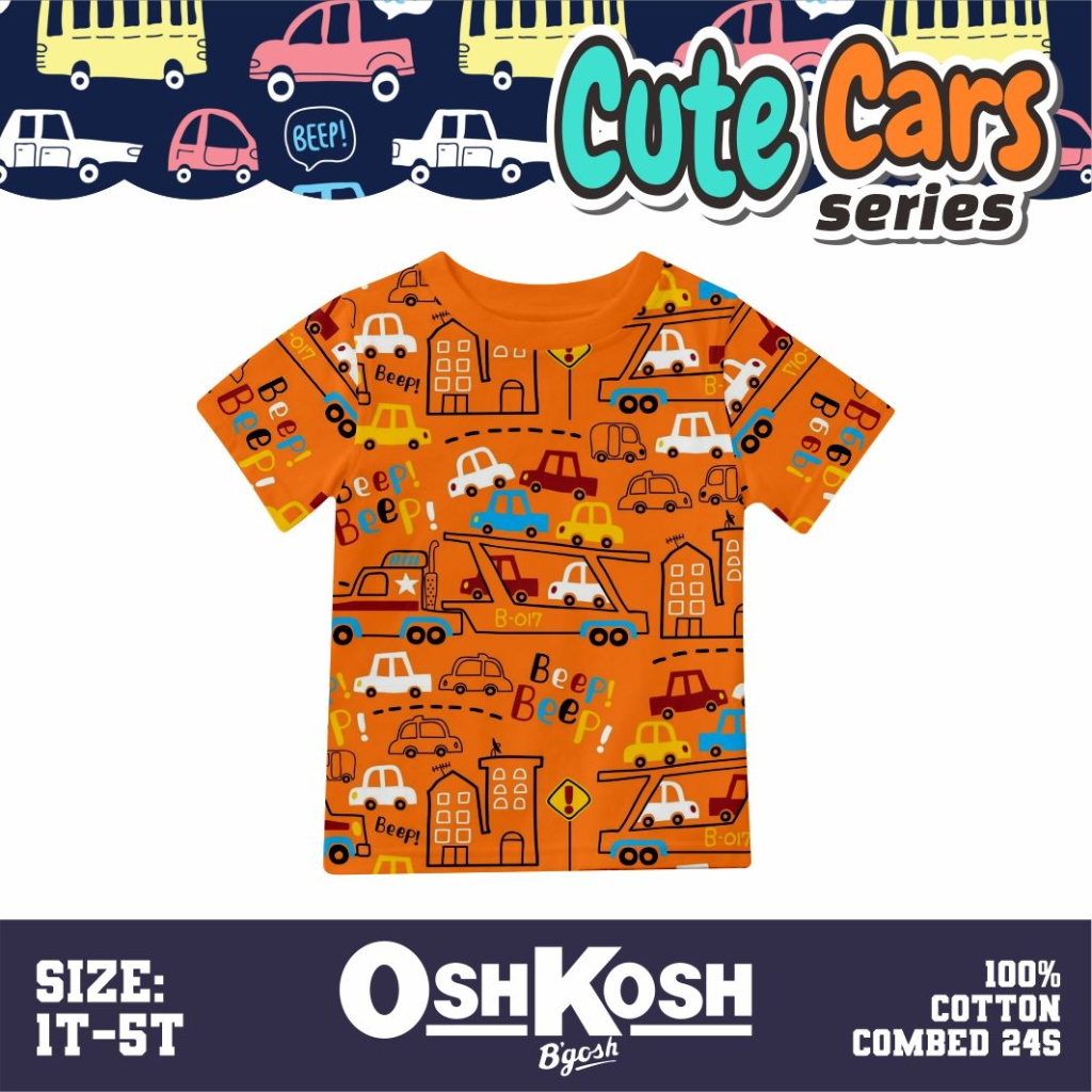 0shkosh Kaos Baby Cars Kaos Anak Usia 1 Sd 5 Tahun -KBS