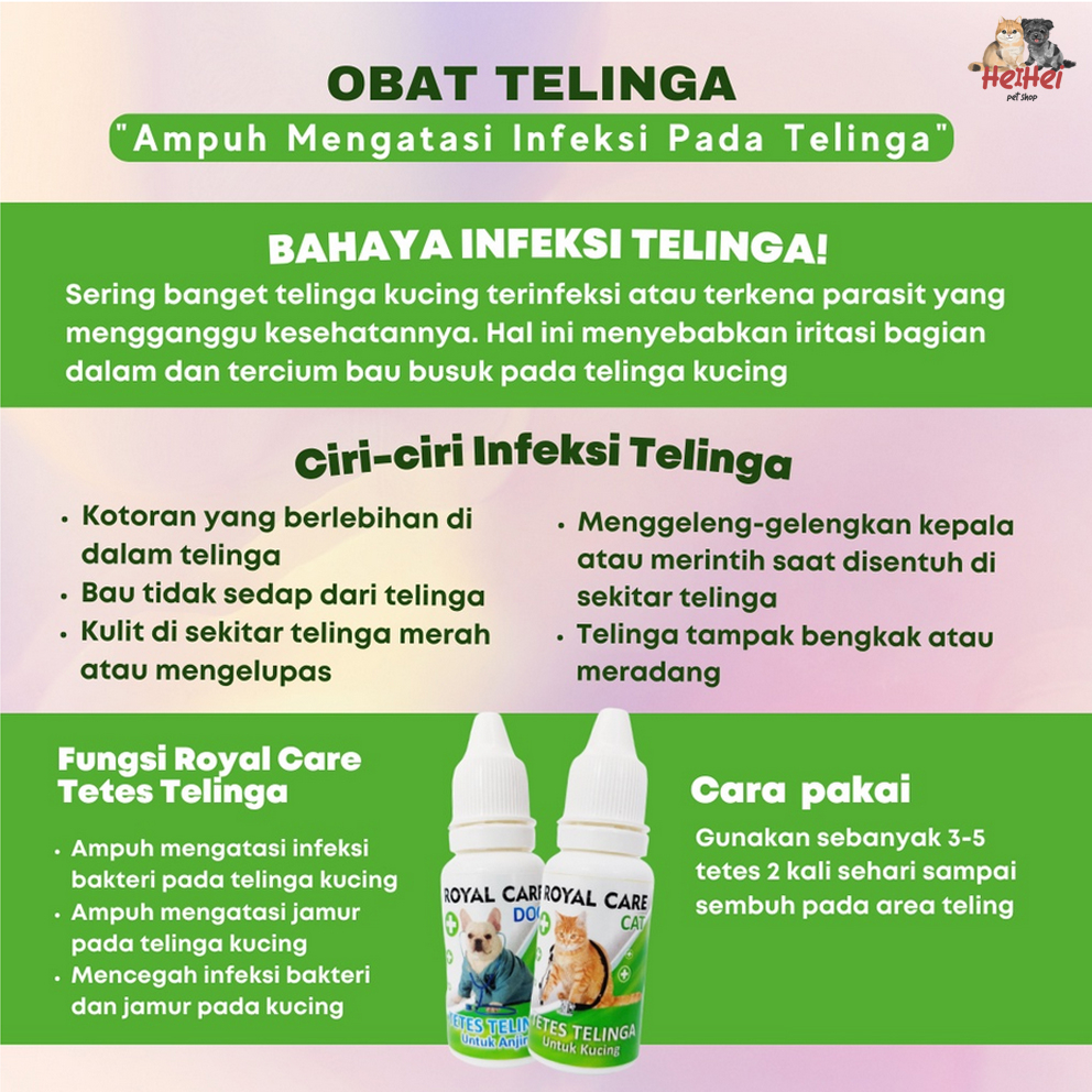 Royal Care Obat Tetes Pembersih Sakit Telinga Kucing Anjing Kelinci Hamster Hewan - Healthy Ear Dog Cat