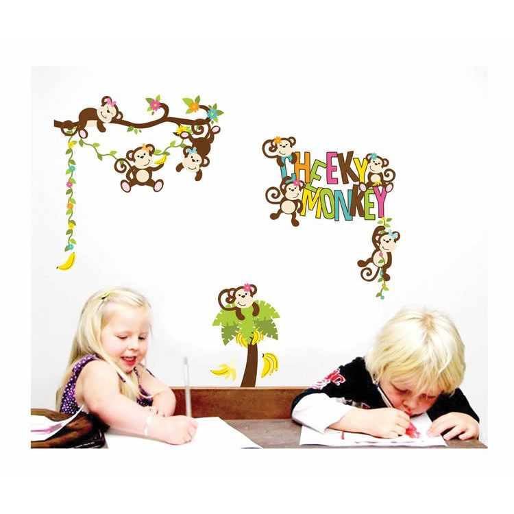 Cheeky Monkey JM7277 - Wallstiker Dinding Kamar Tidur Anak Wall Sticker Aesthetic