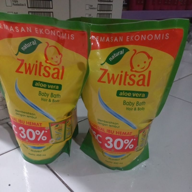 ZWITSAL Natural Baby Bath 2-in-1 Hair &amp; Body Pouch 450ml Twin Pack