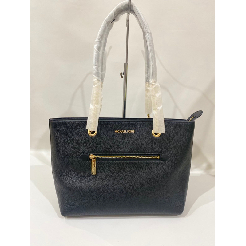 Michael kors jet set item medium leather front zip chain tote bag