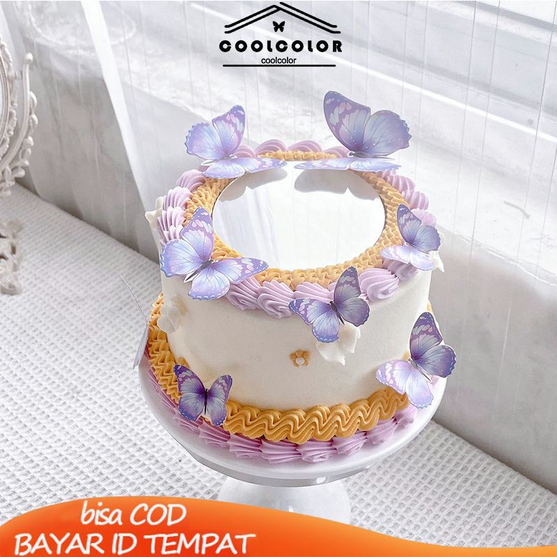 

COD❤️Cake Topper Hiasan Kue kupu Kupu Butterfly Pink Ungu Biru Ulang Tahun- cl