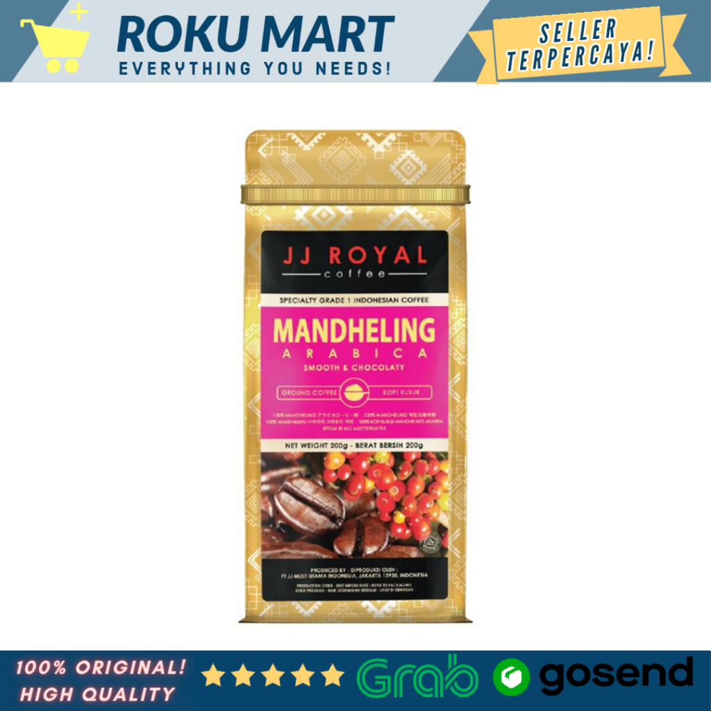 

JJ Royal MANDHELING Arabica Ground Coffee 200 G / Kopi JJ ROYAL BUBUK