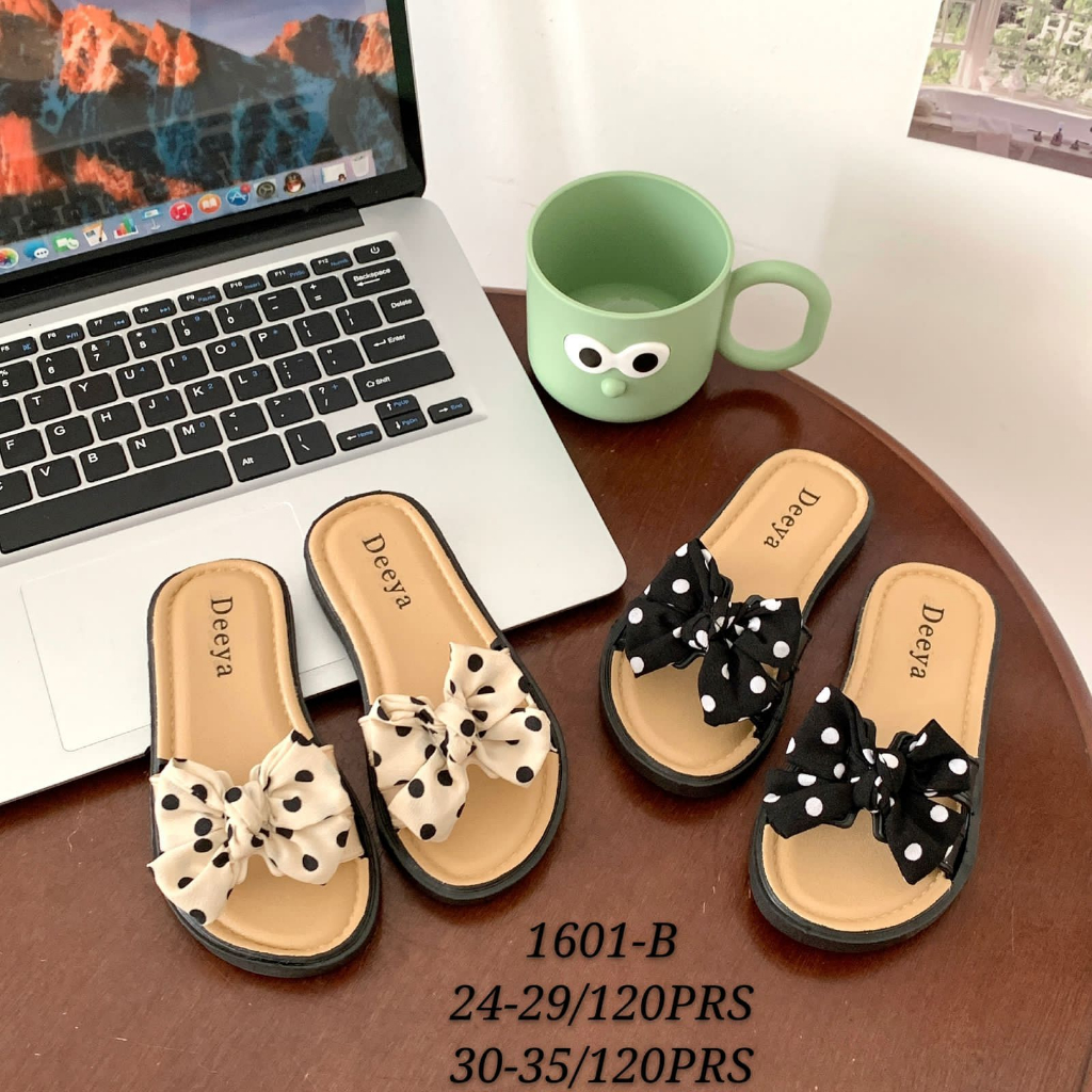 LITTLE POLKA RIBBON 1601 Sandal Anak Selop Karet Import Berkualitas 2-8 Tahun / Sandal  Selop Anak Perempuan PIta Terabru