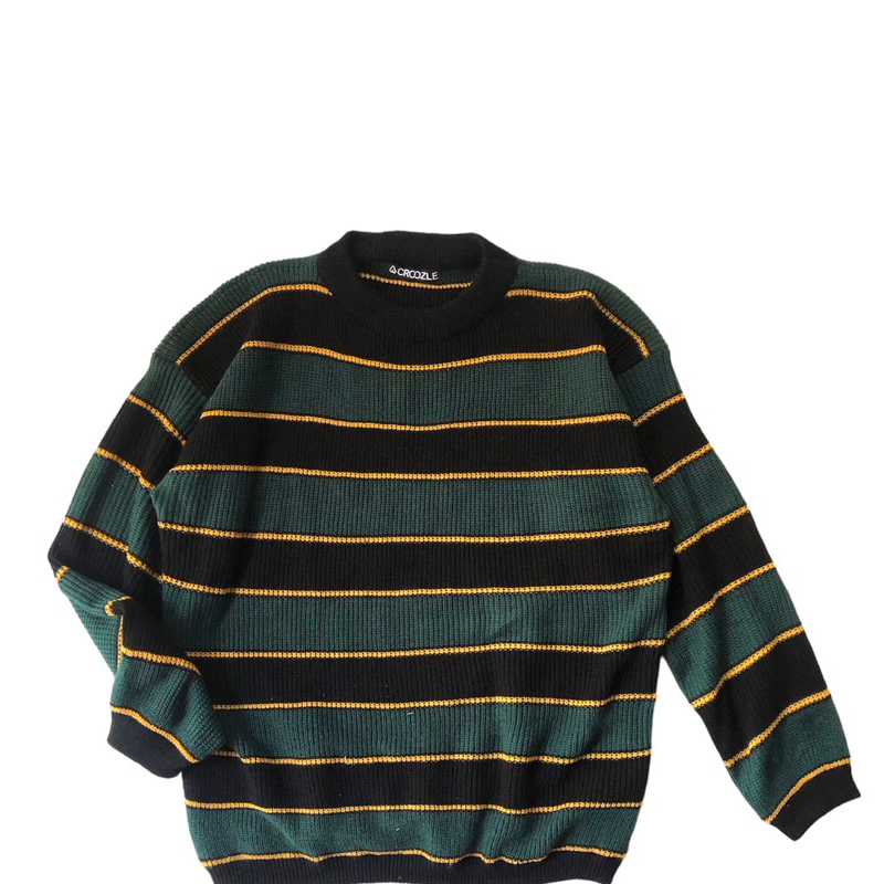 KNITWEAR STRIPE GREEN- SWEATER RAJUT - BAHAN RAJUT- sweater vintage