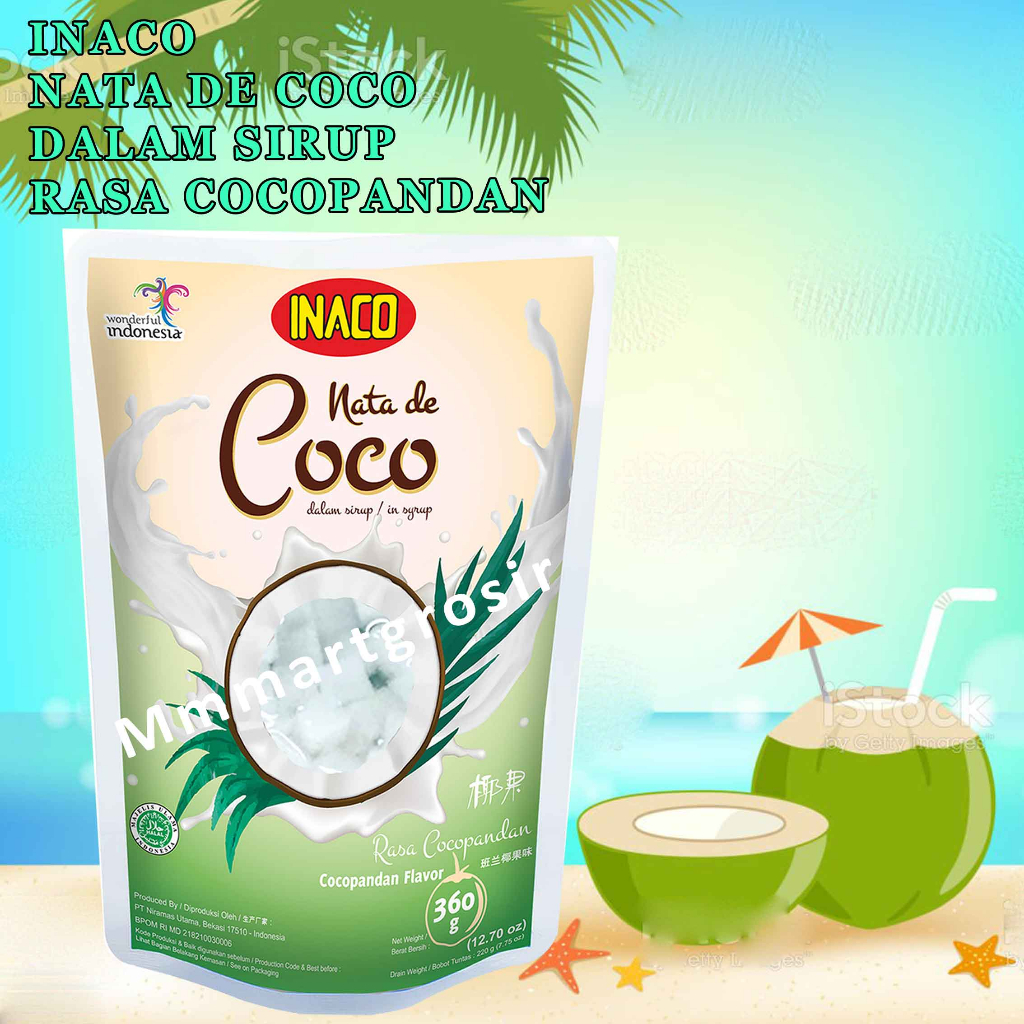 Inaco Nata De Coco / Minuman Coconut Gel / Minuman Rasa Cocopandan Flavor / 360gr