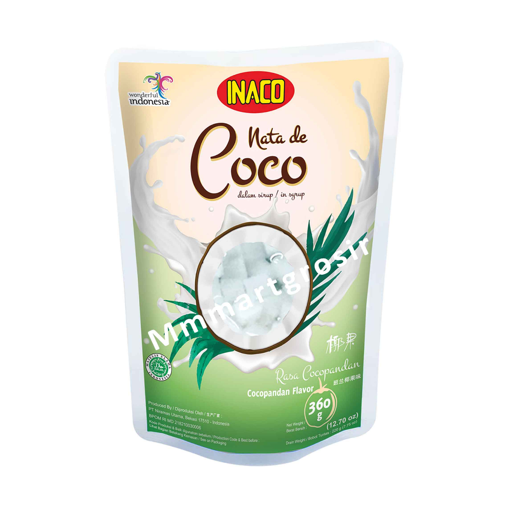 Inaco Nata De Coco / Minuman Coconut Gel / Minuman Rasa Cocopandan Flavor / 360gr